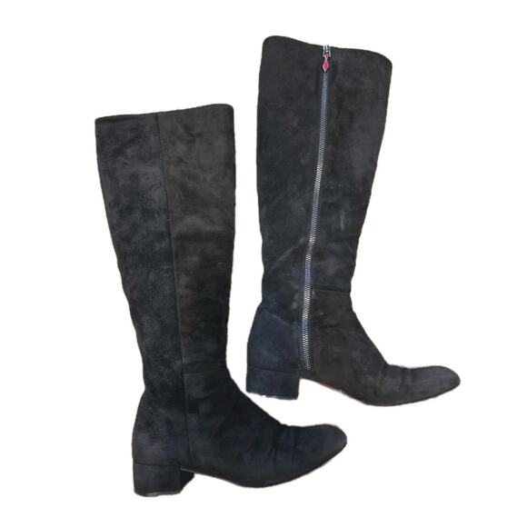 Christian Louboutin Liliboot 30 Black Suede Zipper Zip Knee High Heel Boot 35.5 - Picture 2 of 8